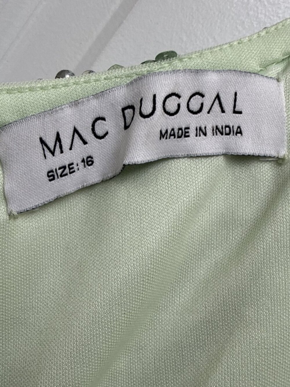 Mac Duggal Size 16 Sage Green 93681 Gown Sequined Butterfly Sleeve Cocktail NWT - Picture 10 of 12